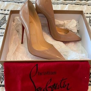 Christian Louboutin So Kate patent nude pumps